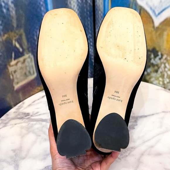 Kate Spade Reenie Velvet Booties Jewel Rhinestone Ankle Heel Black 10M GUC - Picture 9 of 11